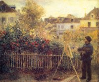Monet Pintura em seu Jardim em Argenteuil - Dimensões: 46 cm x 60 cm - Criação:  1873	