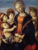 A Virgem e o Menino com Dois Anjos e o Pequeno São João Batista - Dimensões: 85 cm x 62 cm - Criação: 1465 / 1470