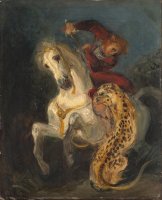 Cavaleiro Atacado por um Jaguar - Dimensões: 23,5 cm x 28,5 cm  - Criação: 1855