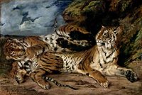 Um Jovem Tigre Brincando com sua Mãe - Dimensões: 131 cm × 194,5 cm - Criação: 1830 / 1831	