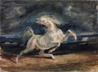 Cavalo Amedrontado por Lightning - Dimensões:  23,5 cm × 32, 0 cm - Criação: 1829 	